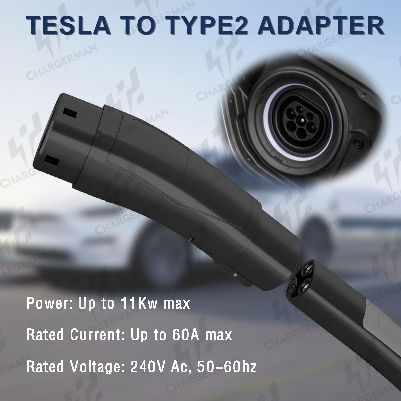 Chargerman Tesla To Type2 Adapter 32A for European models Tesla Model X,S,Y,3