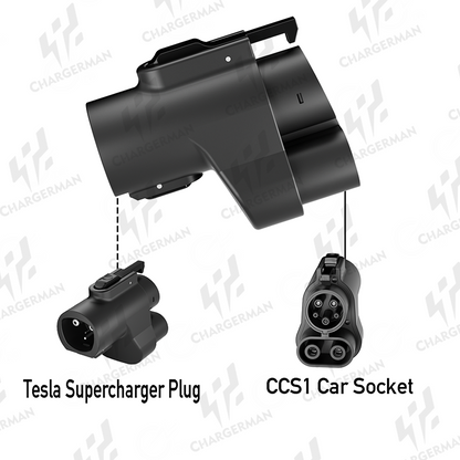 Chargerman NACS(Tesla) to CCS1 Charging Adapter1.0 DC - Enhanced Power Delivery for US Electric Vehicles - 250 kW