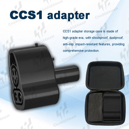 Chargerman CCS Adapter for Tesla Model Y/3/X/S|DC|CCS1 Tesla Charging Adapter, Frosted CCS Charger Adapter with Portable Case, Rated 175-250KW 250A——Black