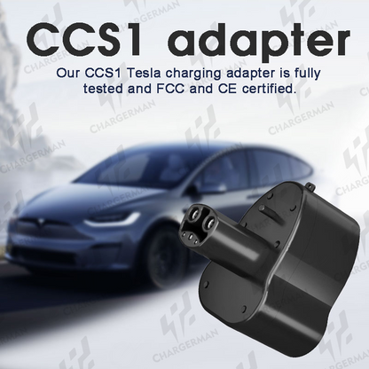 Chargerman CCS Adapter for Tesla Model Y/3/X/S|DC|CCS1 Tesla Charging Adapter, Frosted CCS Charger Adapter with Portable Case, Rated 175-250KW 250A——Black