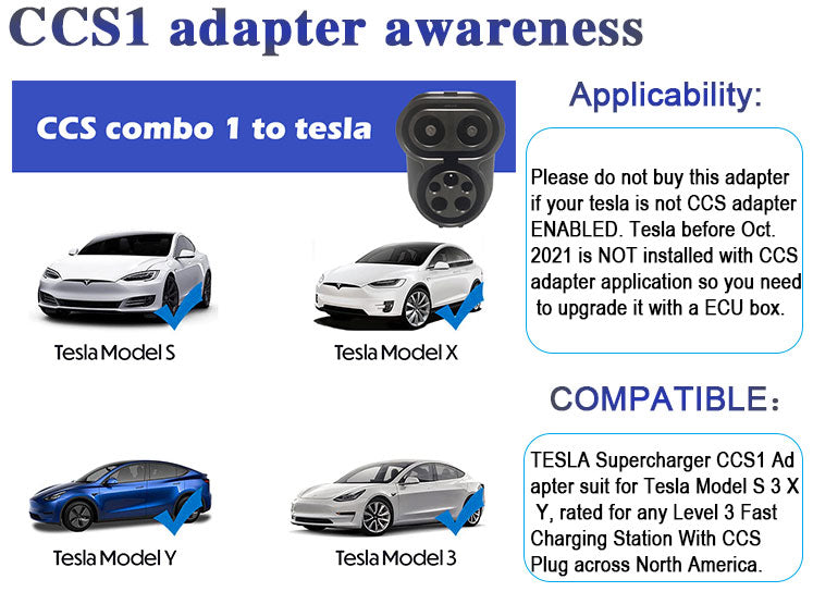  CCS1 Charger Adapter Compatible with Tesla Model Y/3/S
